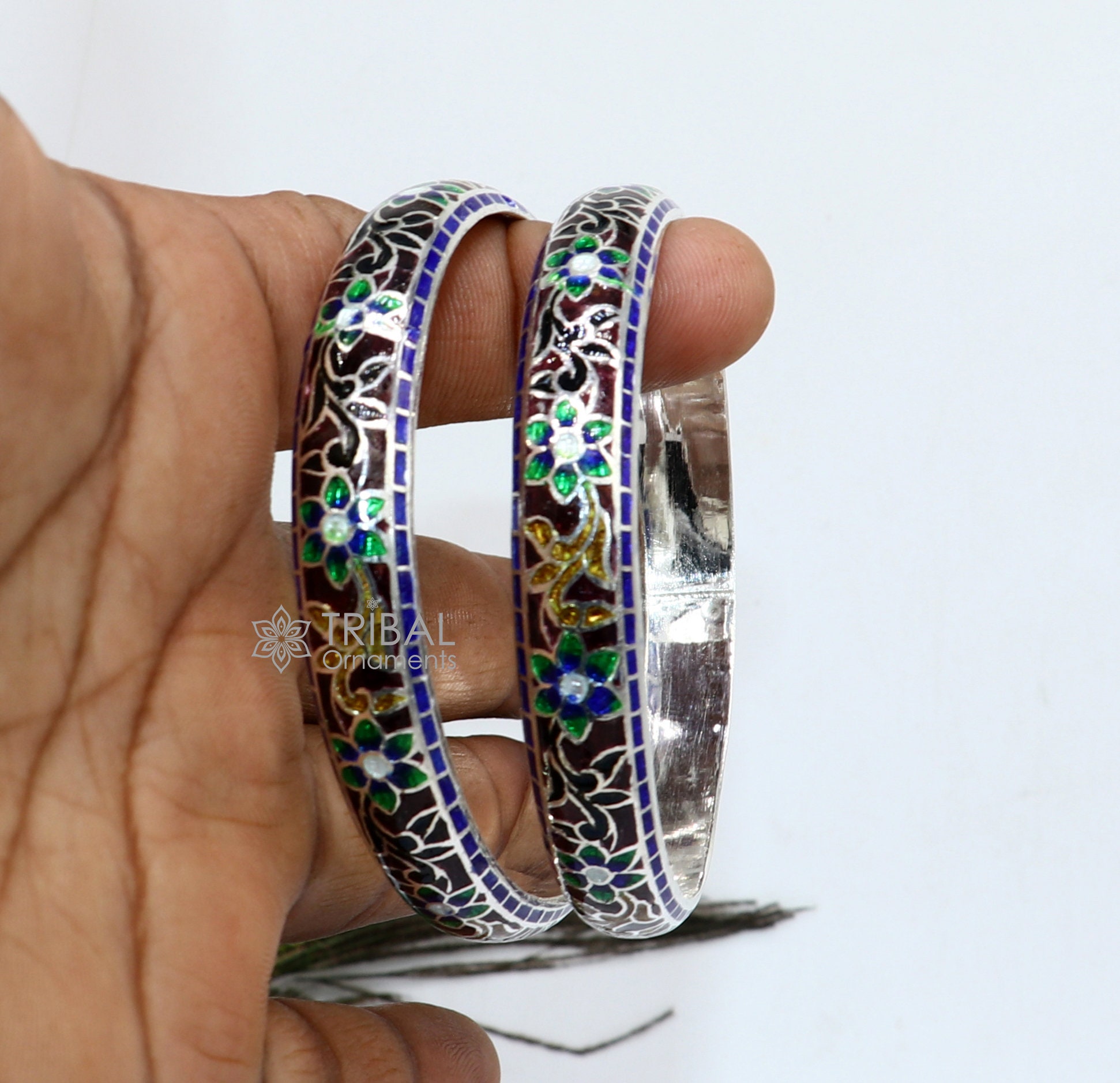Meenakari silver shop bangles