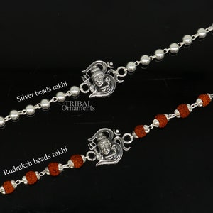 Lord Shiva Bracelet 925 Sterling silver bracelet Rudraksha Silver beads best gift for your brother&#39;s for special gifting rk199
