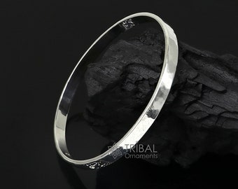 Solid Flat Plain Design 925 Sterling Silver Shiny Bright Bangle