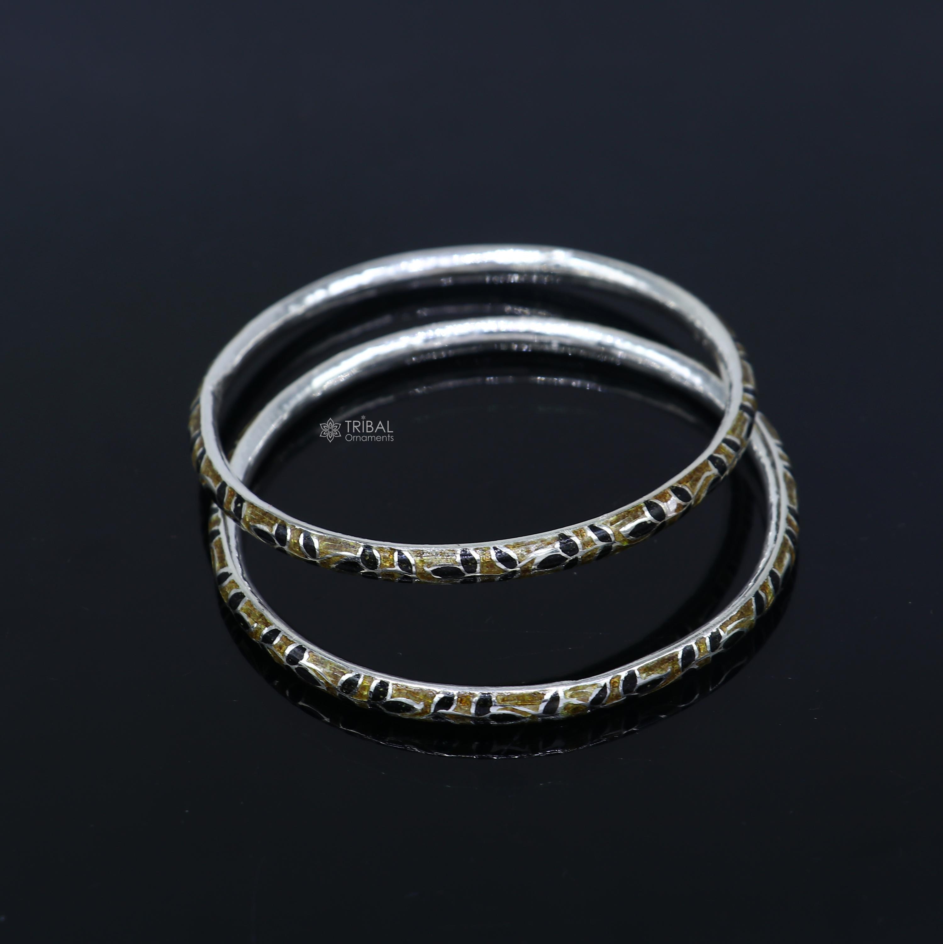 925 Sterling Meenakari Work Designer Bangle Bracelet Pure