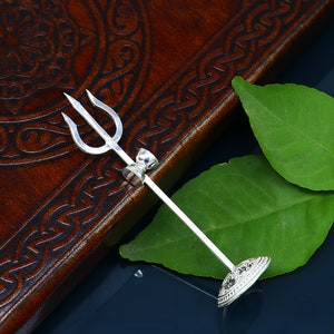 Divine Lord shiva Trident, Solid sterling silver Trishul puja article utensils, goddess trishul trident , god accessories  from india su341