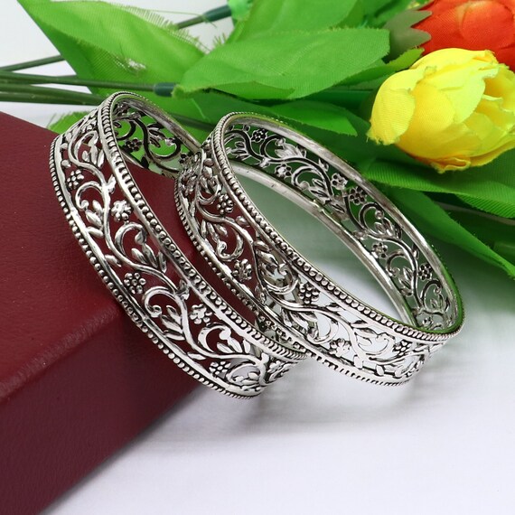 925 Sterling Silver Amazing Wide Floral Design Customized Bangle Bracelet Kada, Best Brides Gifting Ethnic Stylish Functional Jewelry Nba393 - Etsy 925 Sterling Silver Amazing Wide Floral Design Customized Bangle Bracelet Kada, Best Brides Gifting Ethnic Stylish Functional Jewelry Nba393 - Etsy