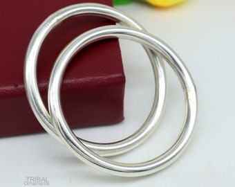 Fine 925 Sterling Silver Plain Shiny Bright Bangle Bracelet