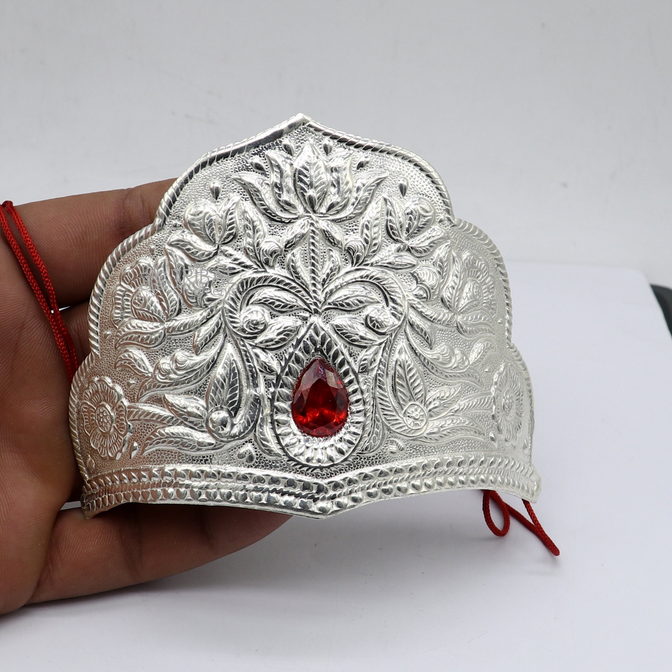 925 Sterling Silver Vintage Antique Design Mukut (crown