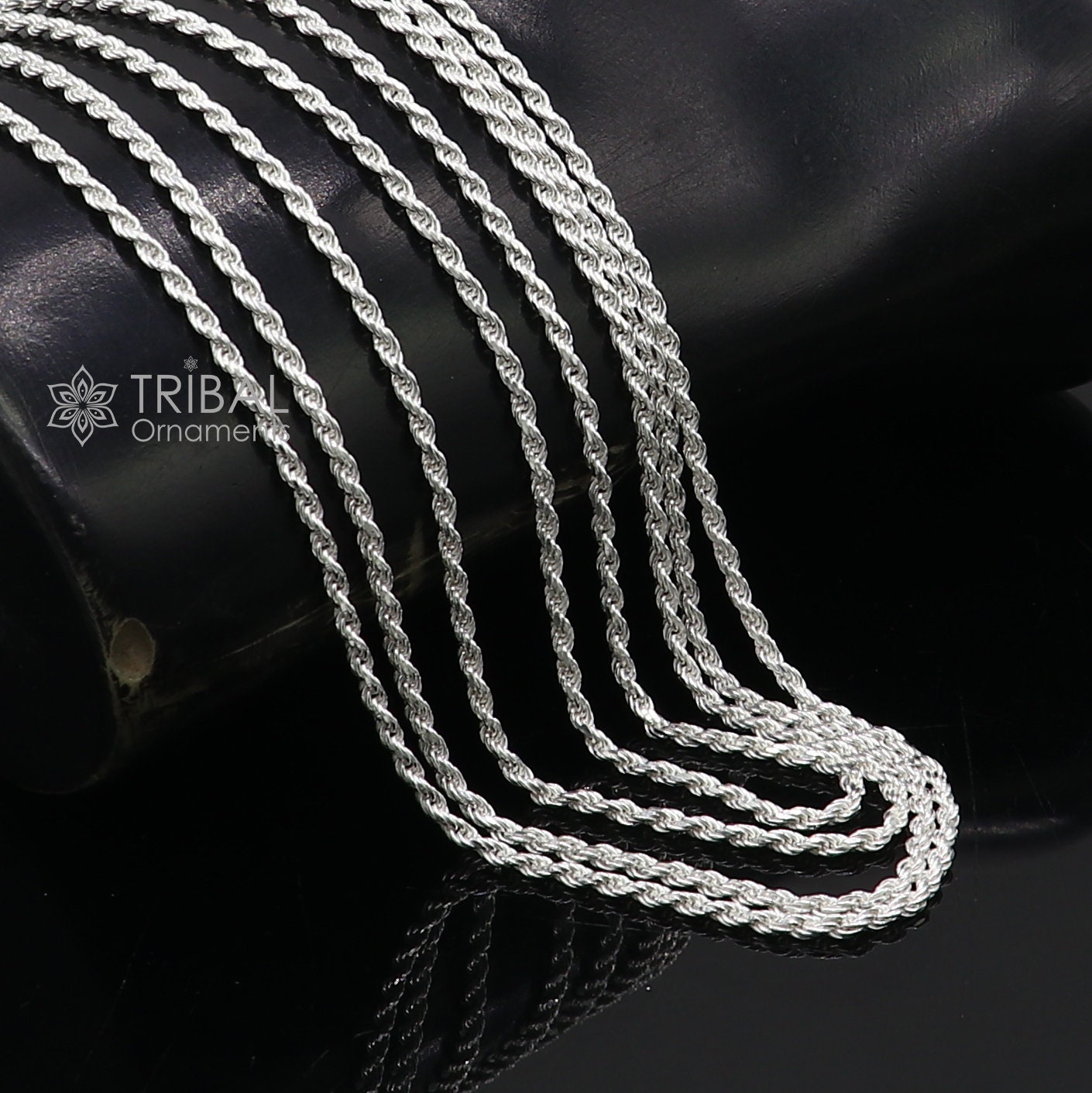 Twist-Rope 1.8mm Diamond-Cut Italian Chain Bracelet in 925 Italy