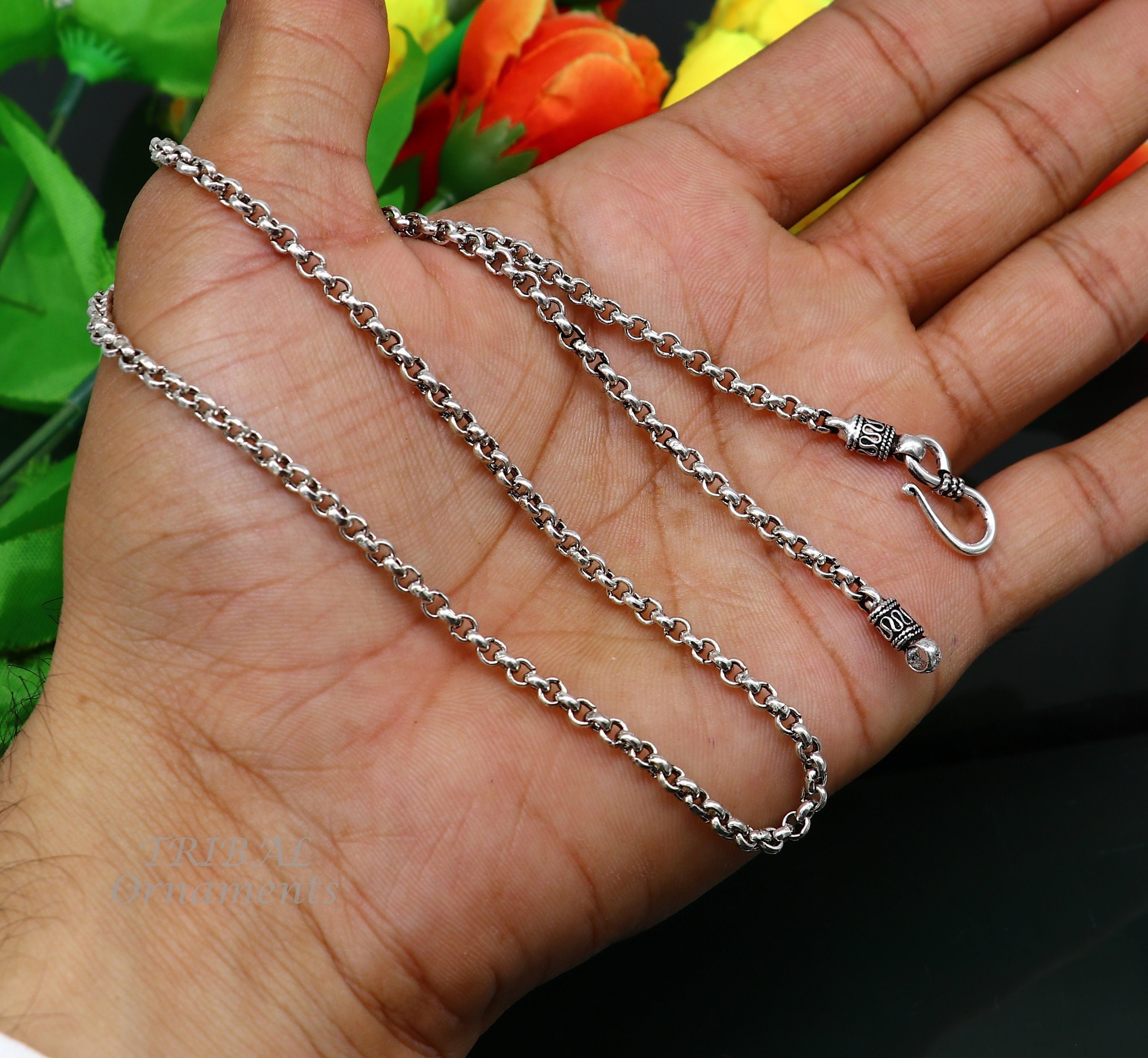 925sterling Silver Handmade Fabulous Cable Rolo Chain Unisex Etsy India