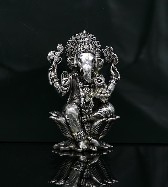925 Sterling Silver Lord Ganesh Idol Pooja Articles Silver Etsy