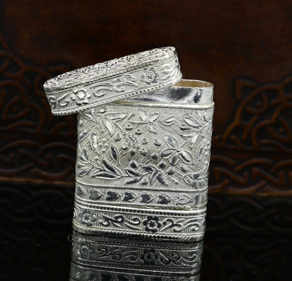 代引き人気 925 Sterling Silver Handcrafted Floral Design 2 In1 Trinket アート・デザイン・音楽