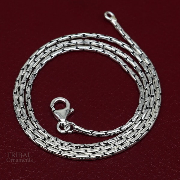 All size 925 sterling silver handmade solid fancy stylish silver beaded chain necklace baht chain best gifting jewelry from India ch151