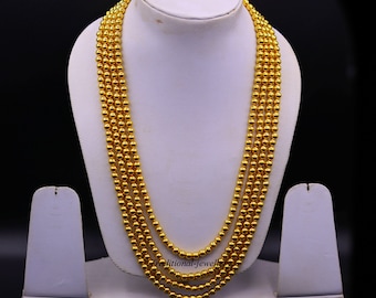 22K Gelbgold Perlen oder Ball Halskette 4-Schicht-String Slop Muster Halskette traditionelles Design wunderschönen unisex Schmuck aus Rajasthan Indien
