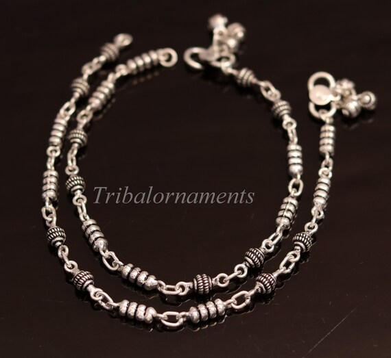 Sterling silver beaded anklet deals