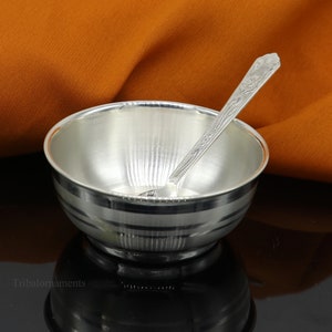 999 pure fine silver handmade utensils, silver article, silver vessel, silver accessories, silver puja art, silver baby bowl set sv242