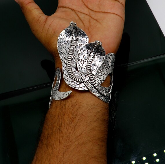 925 sterling silver customized snake style cuff bracelet Etsy