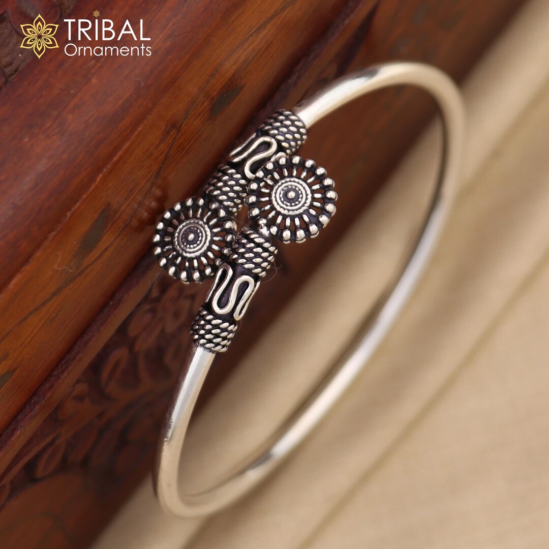 hisa03＜Touareg Silver＞ SILVER BANGLE Carved Touareg silver Women's Large Bracelet, Handmade