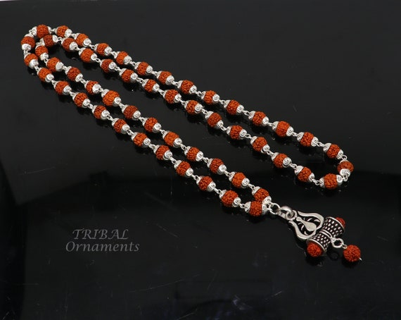 Rudraksha silver chain design deals