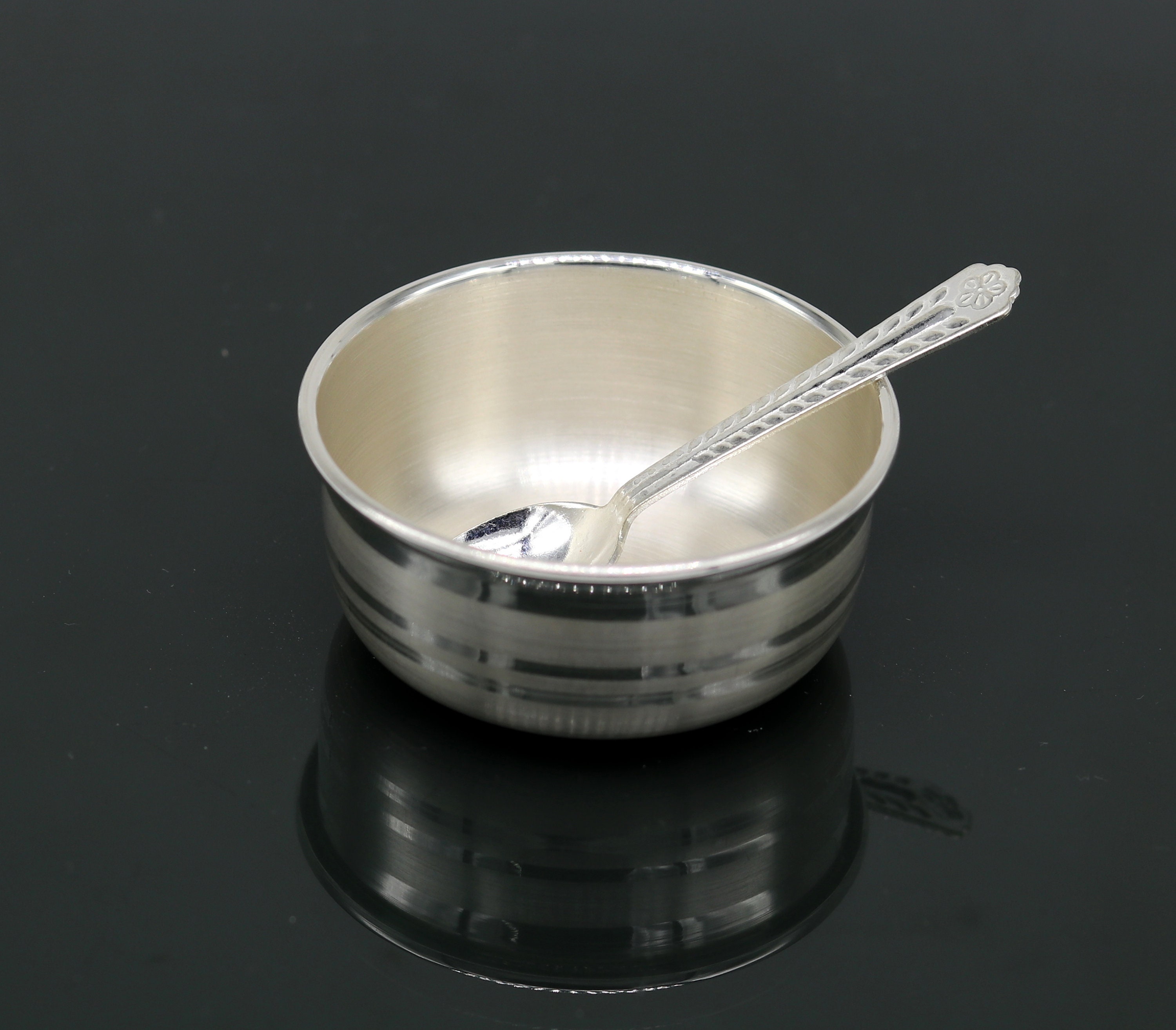 999 Fine Silver Handmade Small Baby Bowl and Spoon Set Silver Etsy