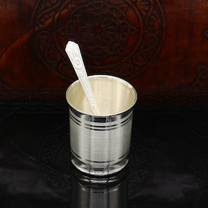 999 fine silver handmade vessel, water/milk Glass tumbler, silver flask, baby kids silver utensils stay healthy water milk cup sv231