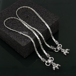 Handmade fabulous unique chain 925 sterling silver ankle bracelet, silver anklets, foot bracelet amazing belly dance jewelry gift her ank603