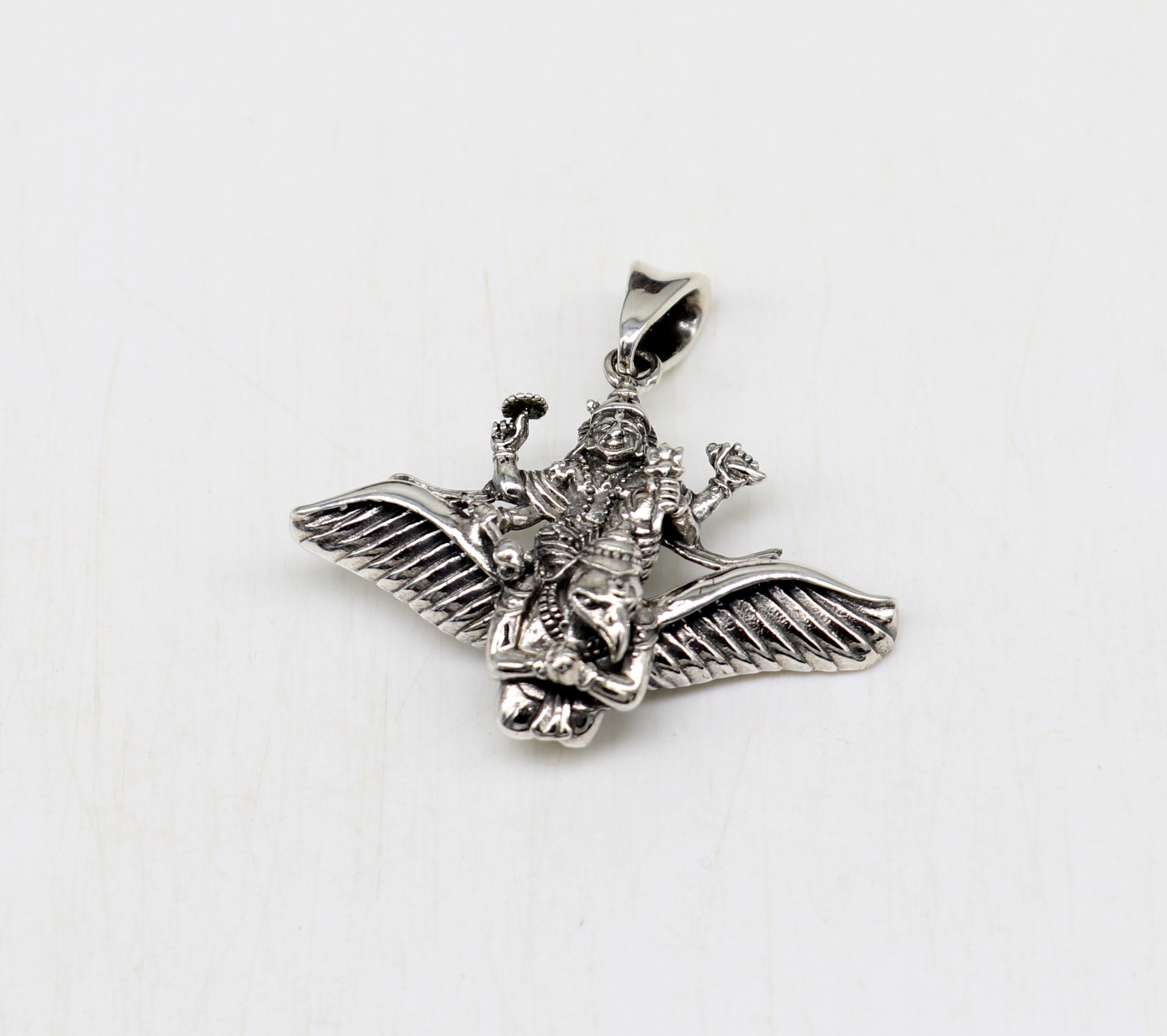 925 sterling silver Hindu idol Lord Vishnu vahan Garuda eagle pendant, excellent gifting unisex locket pendant customized jewelry ssp1435