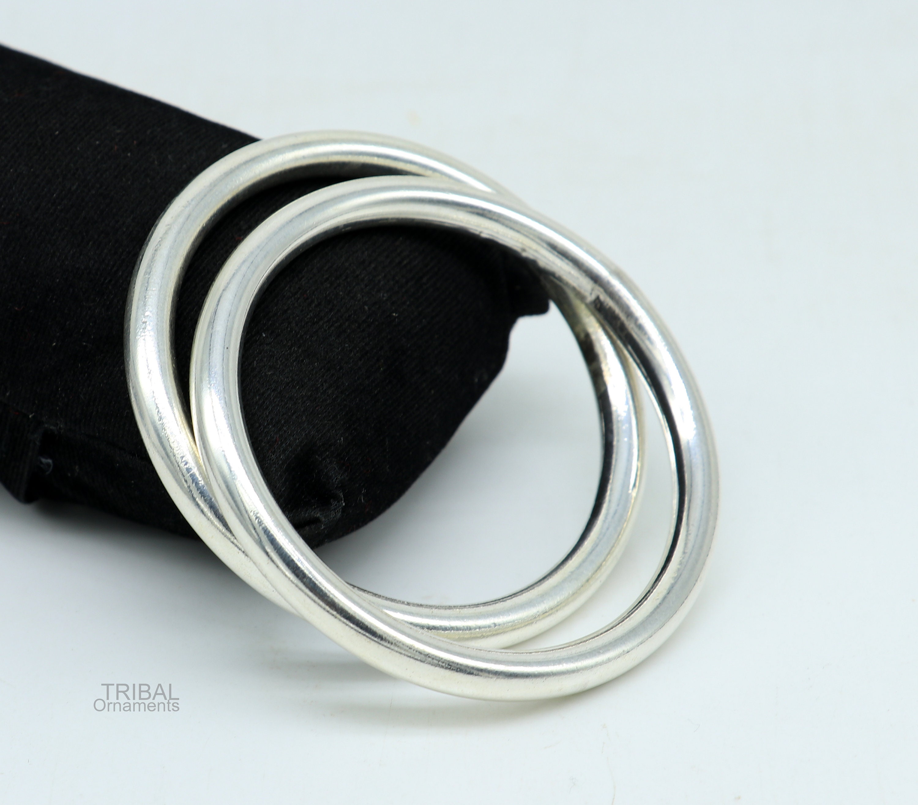 925 Sterling Silver Plain Shiny Bright Bangle Bracelet Kada