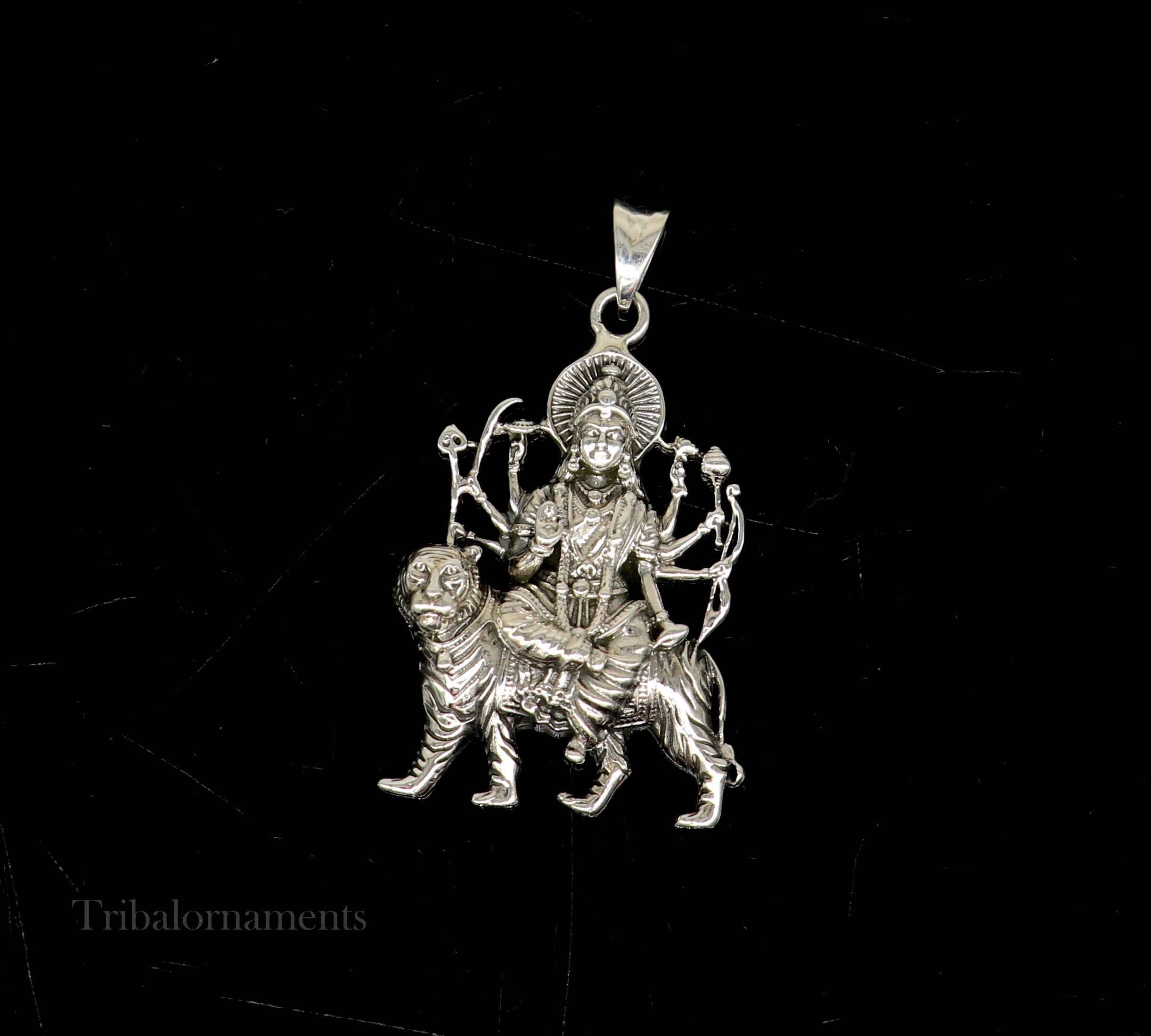 Divine 925 Sterling Silver Blessing Goddess Bhawani Durga Mataji