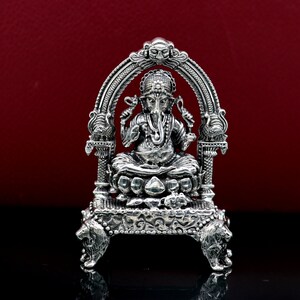 925 Sterling silver Idol Ganesha figurine puja Articles, Silver Idols, handcrafted Ganesh statue sculpture for car,Diwali puja gift  Art07