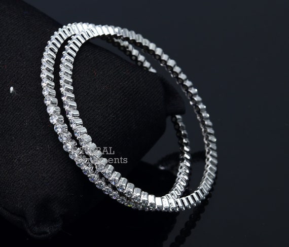 925 Sterling Silver Handmade Gorgeous Cubic Zircon Bangle