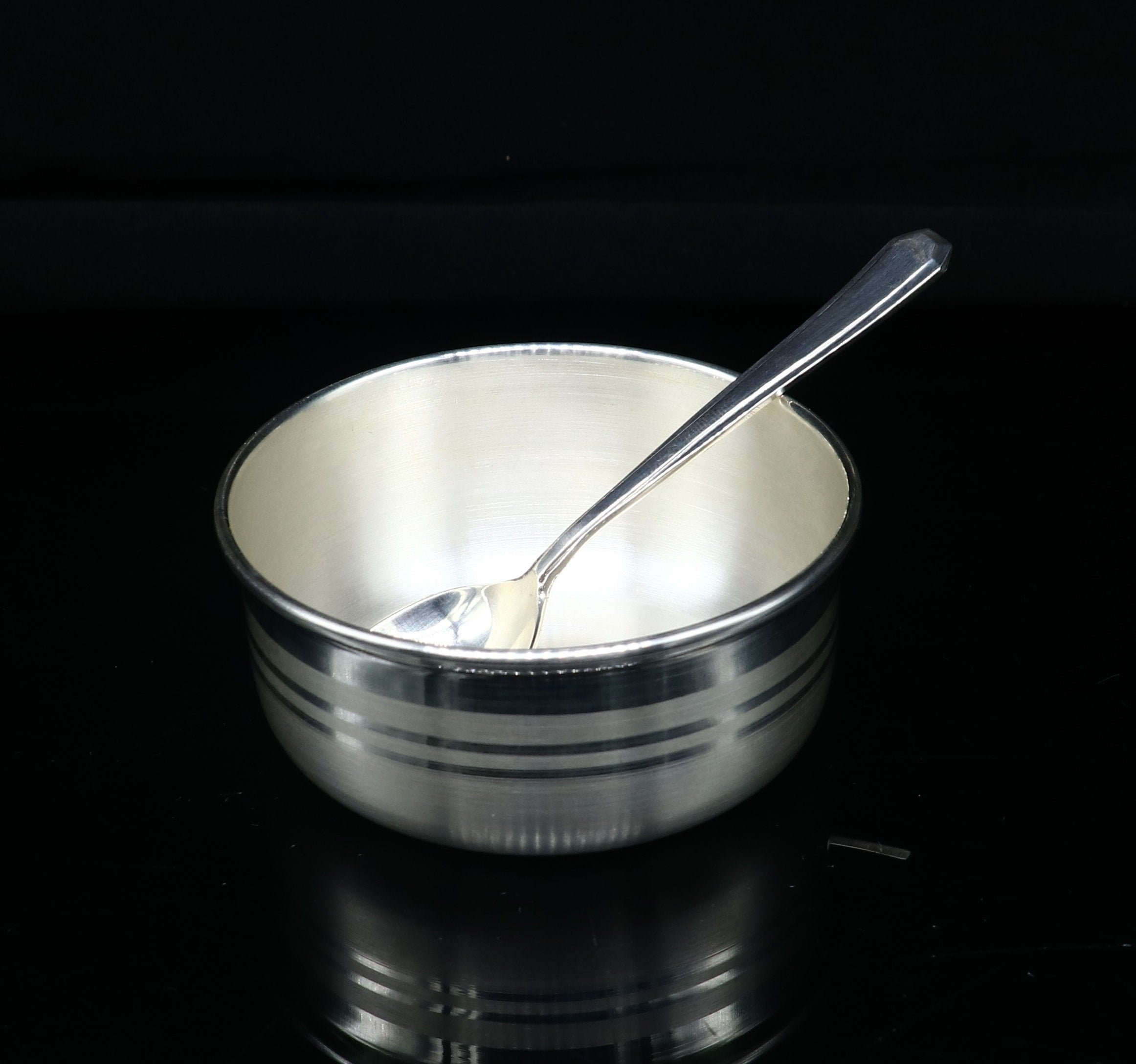 999 Fine Silver Handmade Small Baby Bowl and Spoon Set Silver Etsy UK
