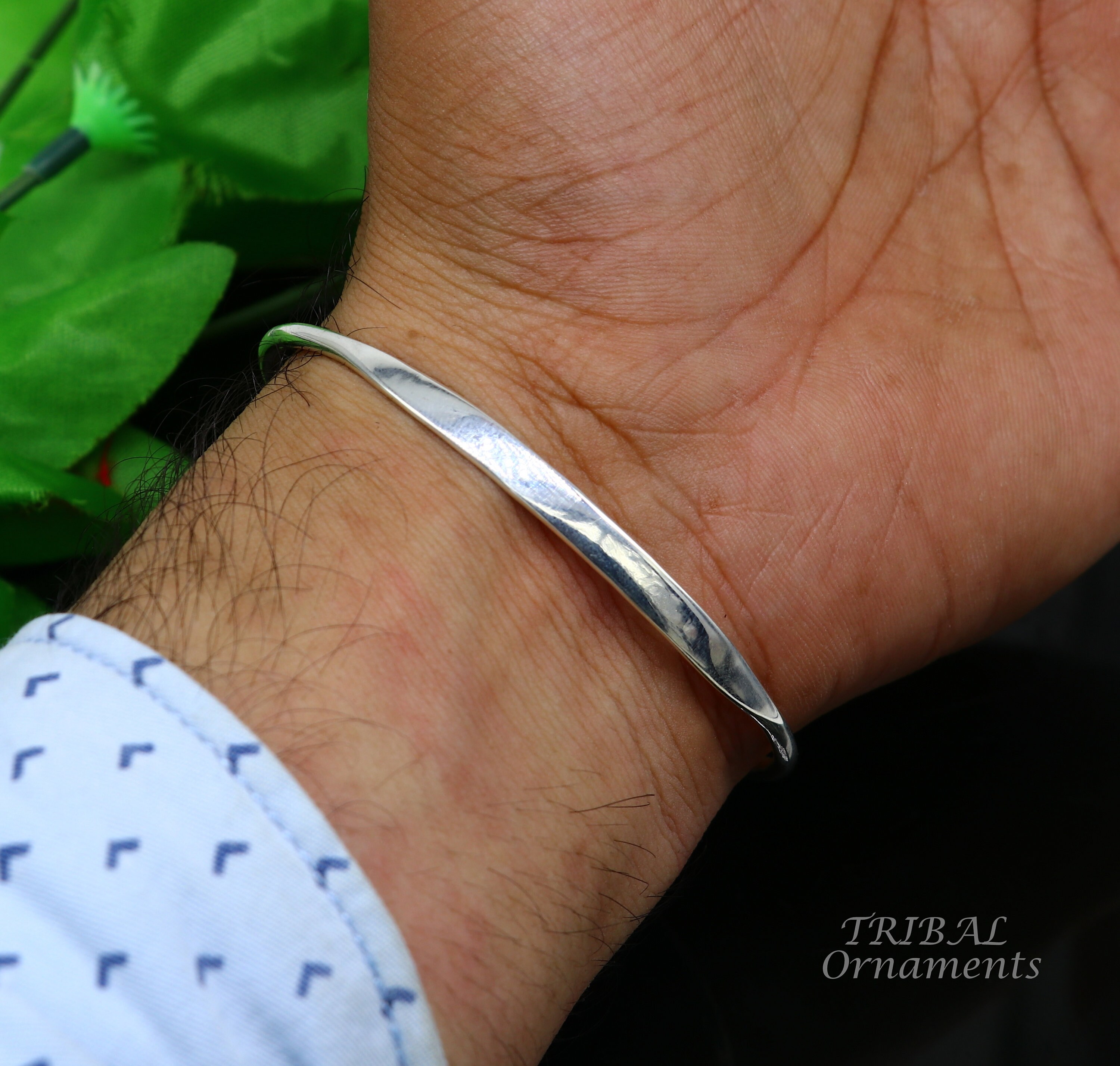年末特別価格‼️　silver bangle accessories mau 925 sterling silver plain shiny bright bangle bracelet kada