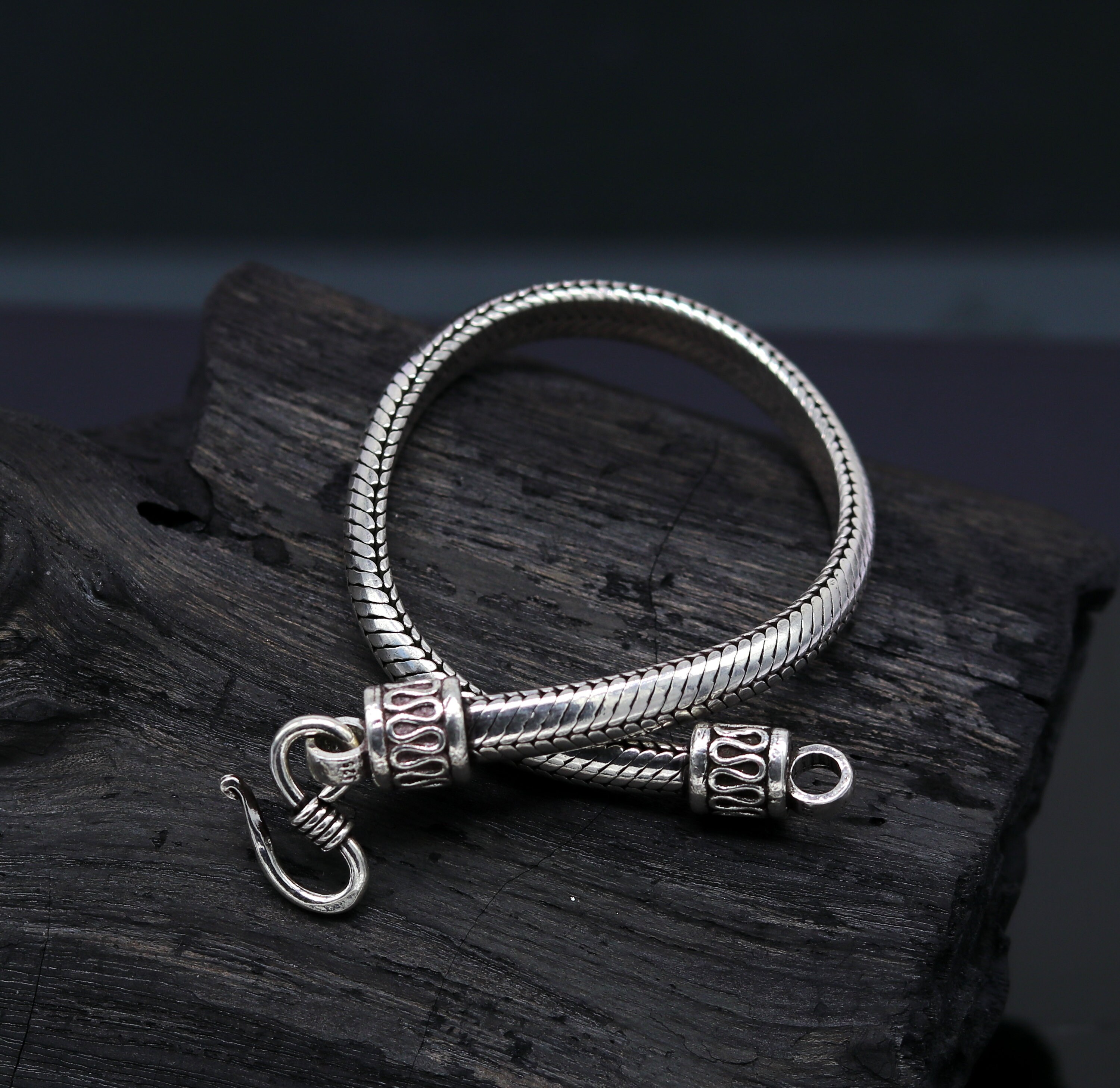 925 Sterling Silver Handmade Vintage Design Snake Chain Style Half