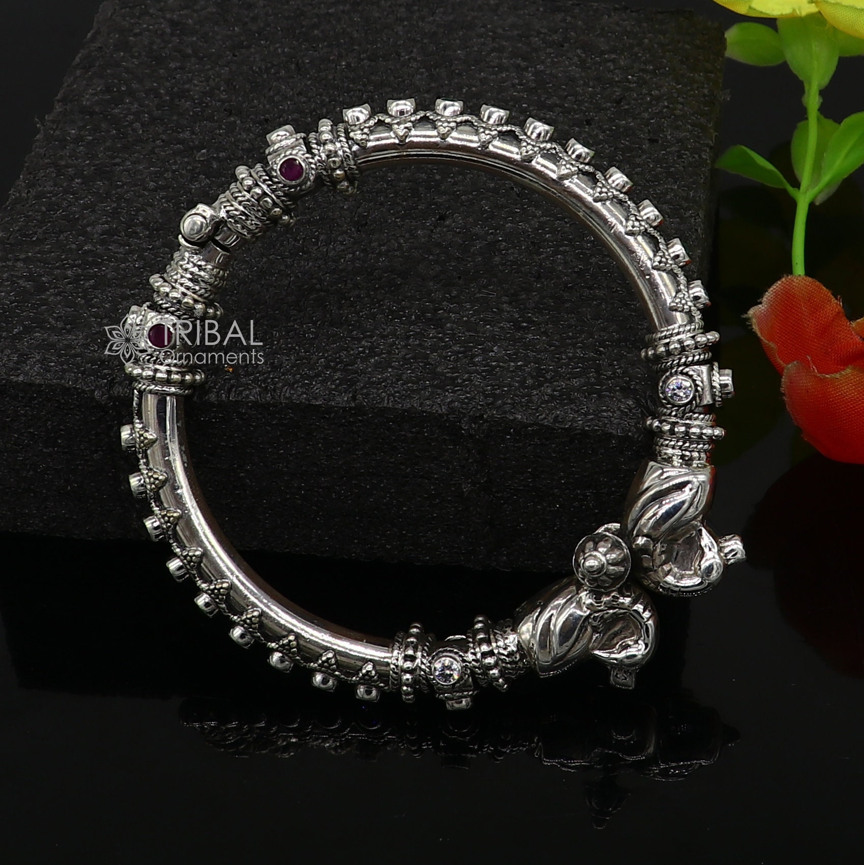 豪華 925 Sterling Silver Handmade Vintage Peacock Design Cubic 額縁