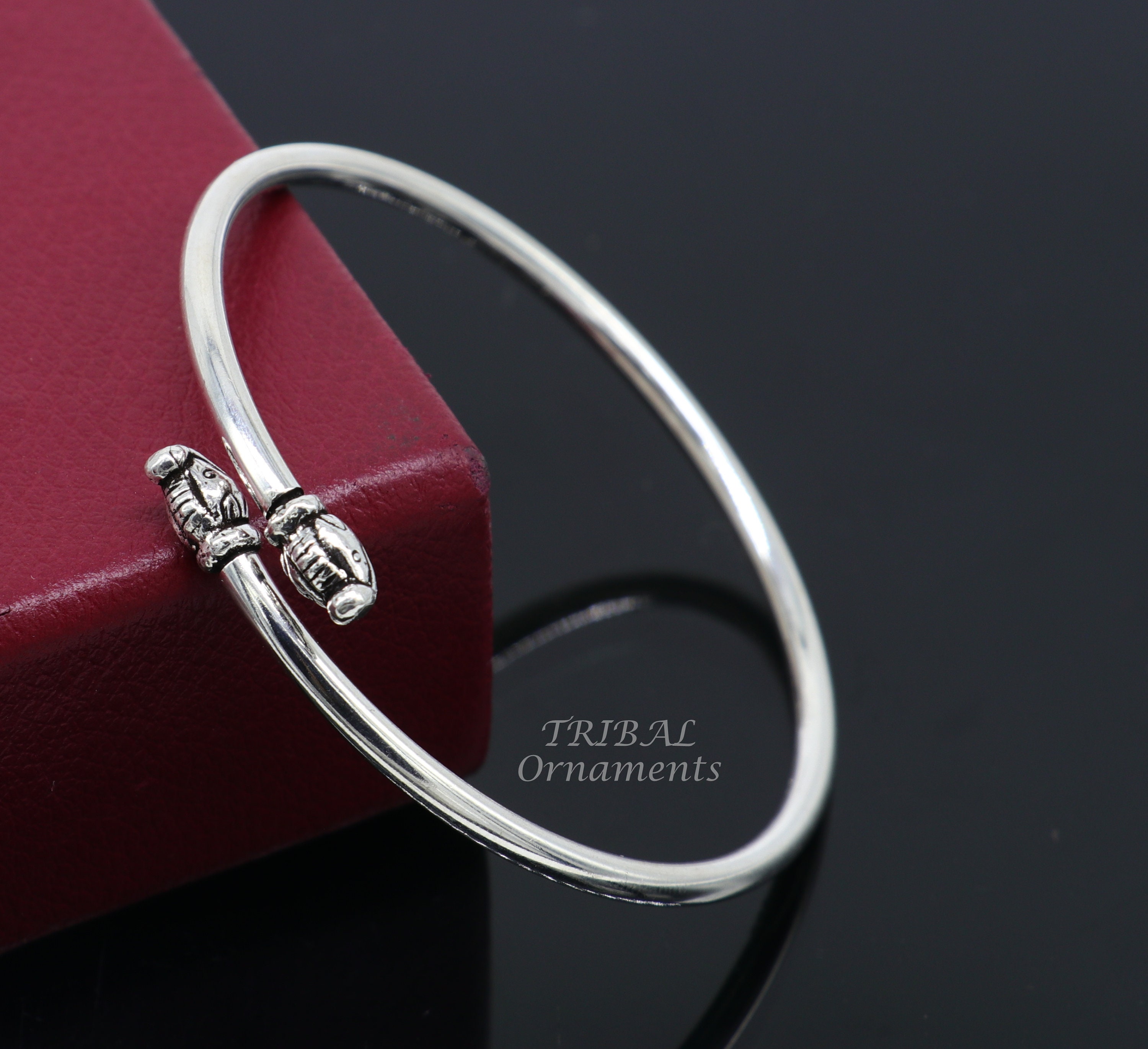 Pure silver solid open Bangle bracelet kada – Karizma Jewels