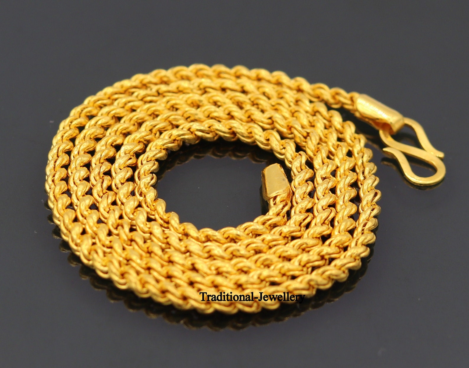 22k Yellow Gold Handmade Fabulous Rope Chain Necklace All Sezes Long ...