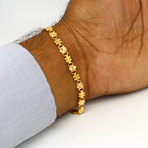 22 kt yellow gold handmade customized vintage unique design stylish chain bracelet, best unisex gifting for wedding anniversary  from india