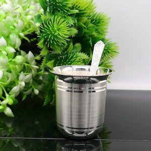 999 fine silver handmade vessel, water/milk Glass tumbler, silver flask, baby kids silver utensils stay healthy water milk cup sv231