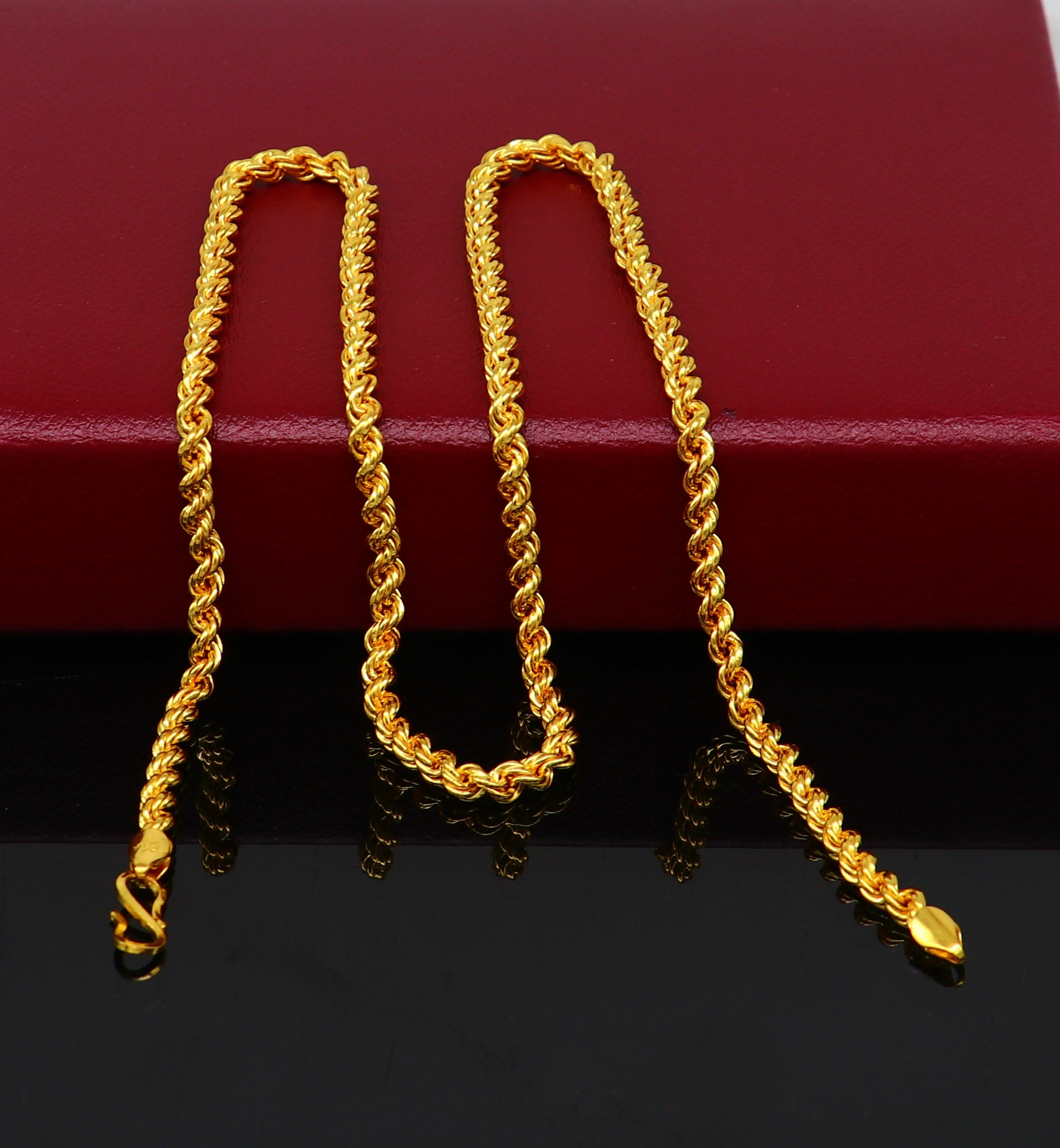 22k yellow gold handmade fabulous rope chain necklace all | Etsy