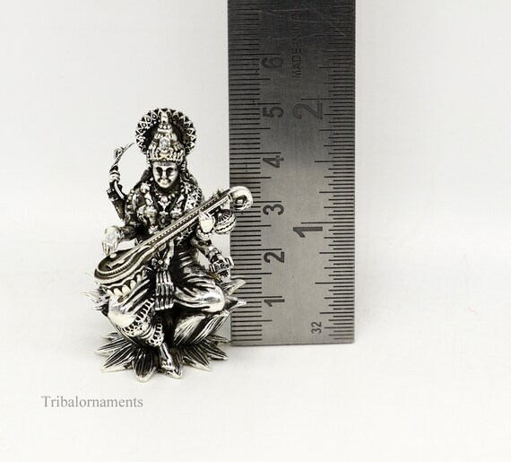 2 Small 925 Sterling Silver Handmade Customized Hindu Idol Saraswati Sharda Maa Statue Puja Article Figurine Home Decor Articles Art121 Etsy UK
