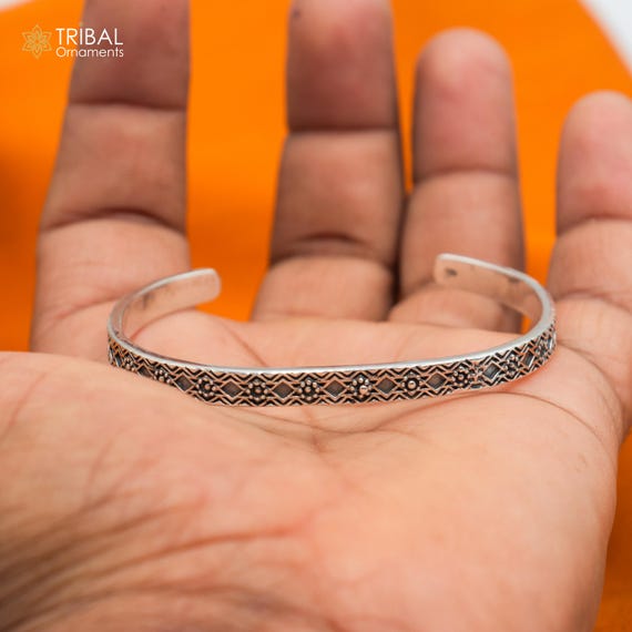 925 Sterling Silver Handmade Stylish Adjustable Bangle Bracelet
