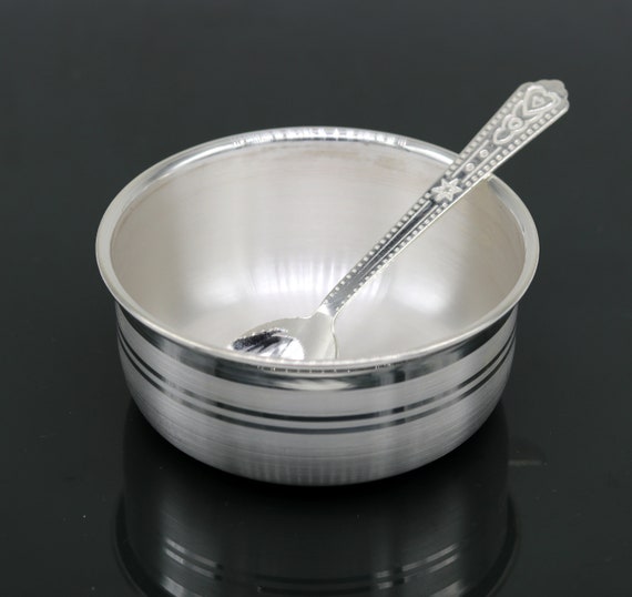 Amazon.com: Indian Art Villa Silver Plated Bowl Set With  Silver and Tagua Bowl and Cutlery main image 1