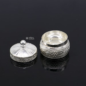 925 sterling silver trinket box, kajal box/casket box bridal round shape box collection, container box, eyeliner box gifting art stb844