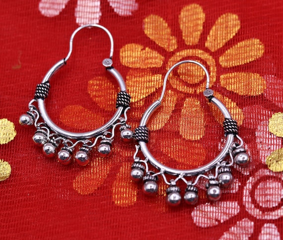Awesome Antique Design Handmade 925 Sterling Silver Gorgeous Hoops