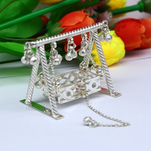 925 Sterling silver handmade Bal Gopala jhula, little Krishna swing, child Krishna palana, silver jhula, laddu gopal jhula, silver art su726