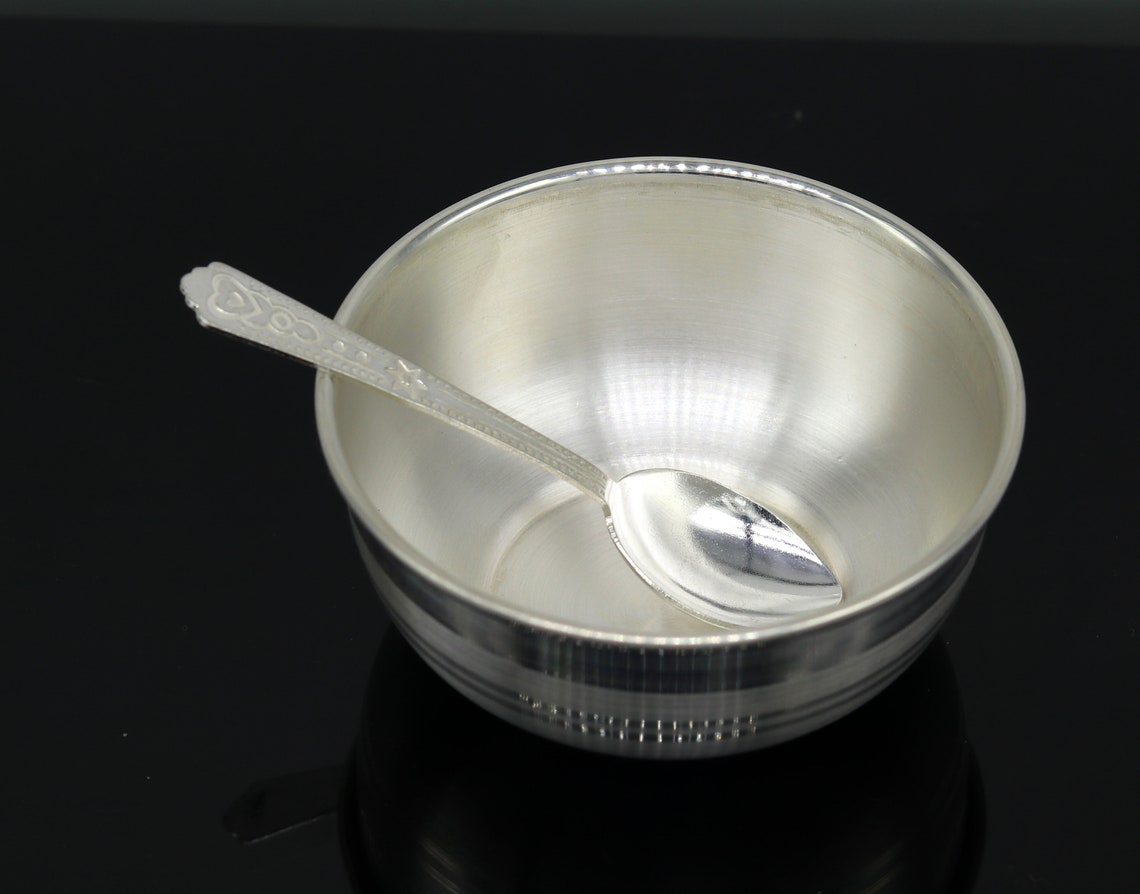 999 solid pure silver handmade utensils bowl and spoon table Etsy