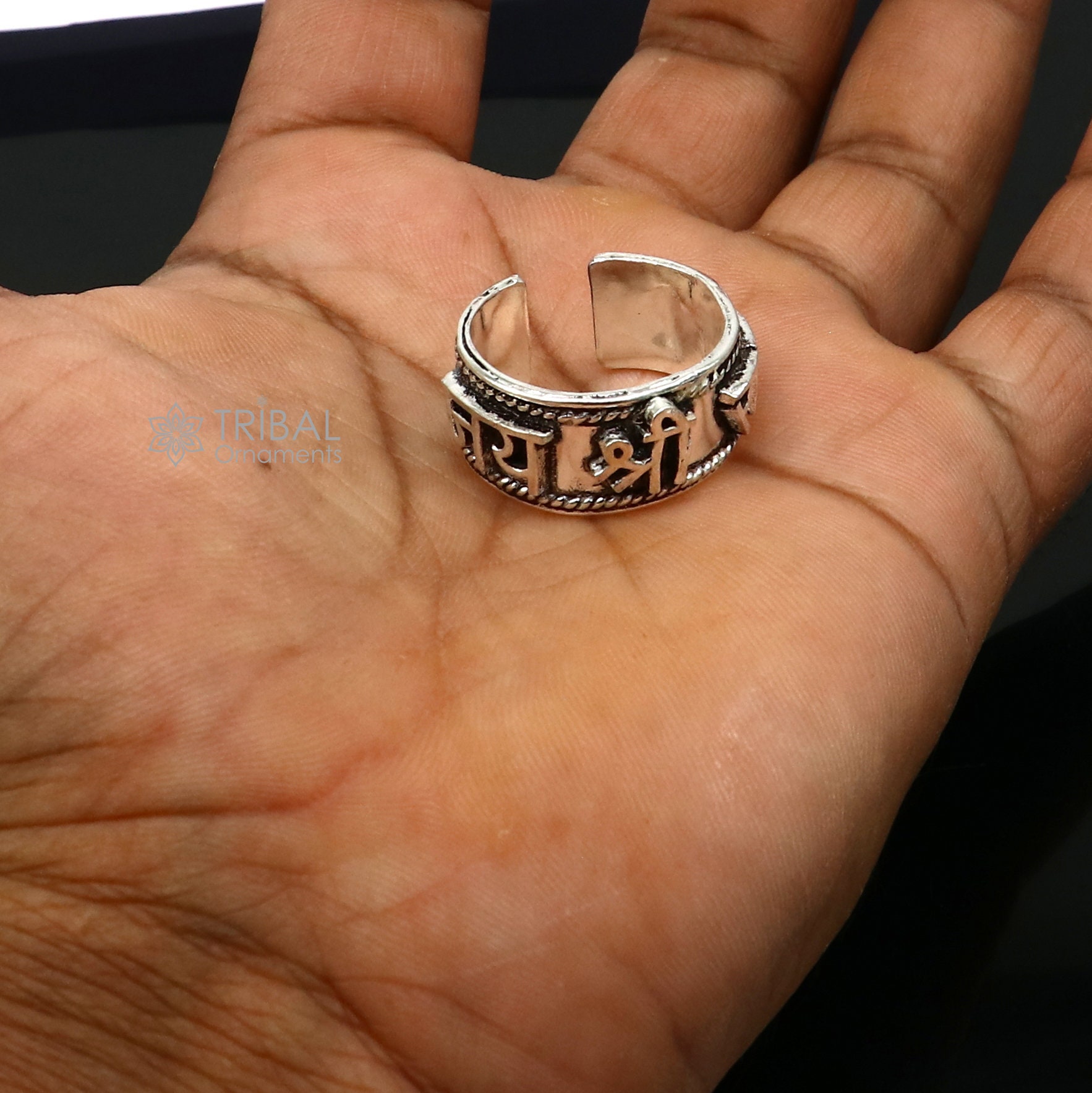 925 Sterling Silver 11mm Wide Solid Handmade Adjustable Idol Rama