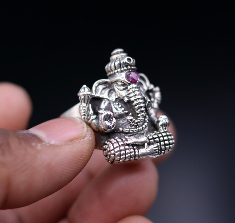 925 sterling silver handmade amazing lord Good ganesha sr76
