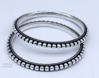 925 Sterling Silver Amazing Waved Style Beaded Bangle