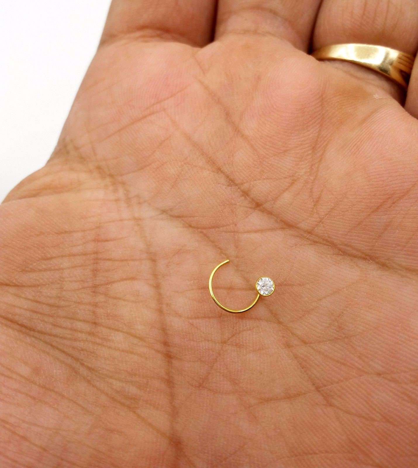 4 MM 18k Gold Nose Pin Stud Ring White Stone Simple Jewel Best Price India  111 | eBay