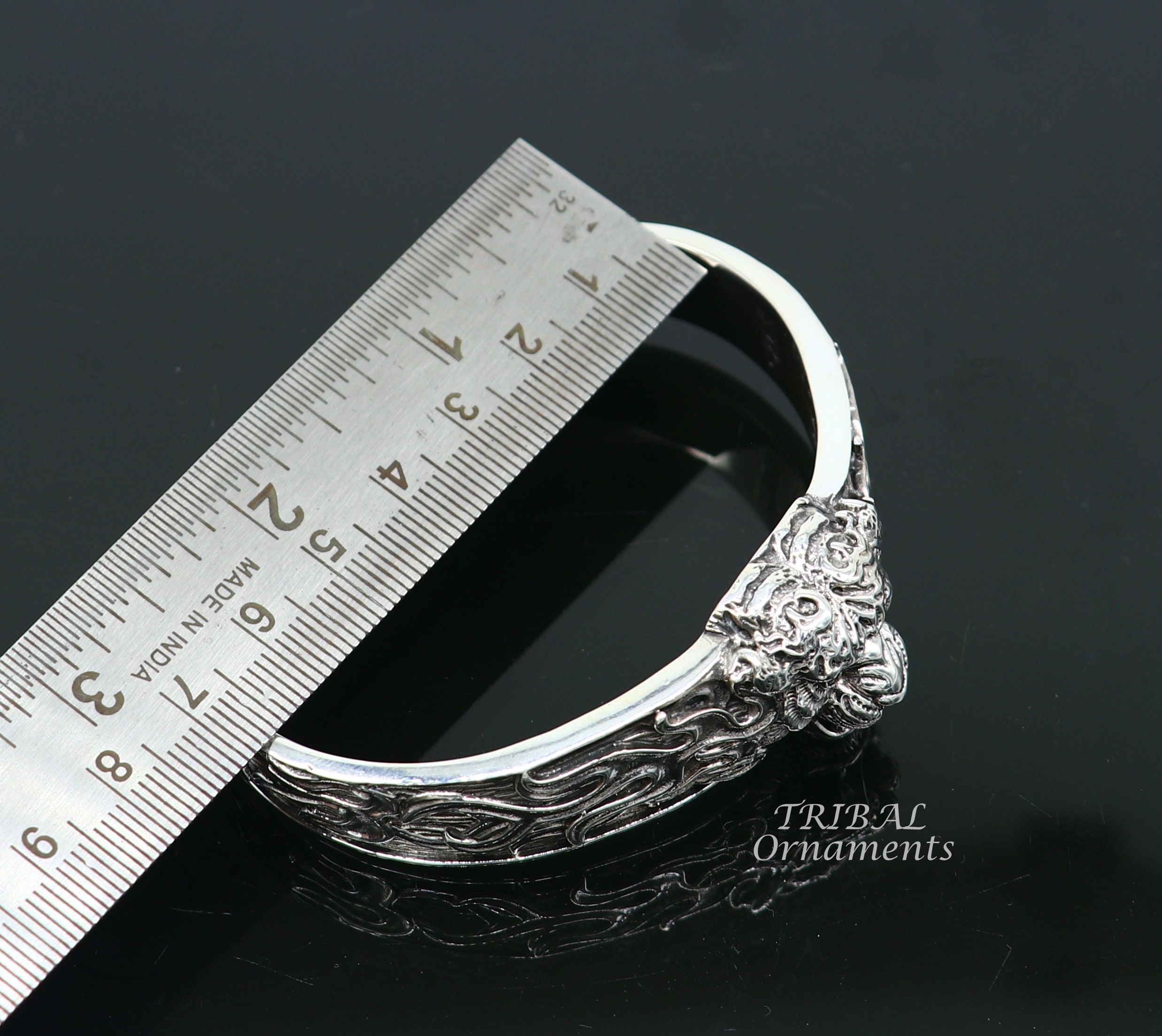 925 Sterling Silver Handmade Excellent Lion Face Solid Cuff