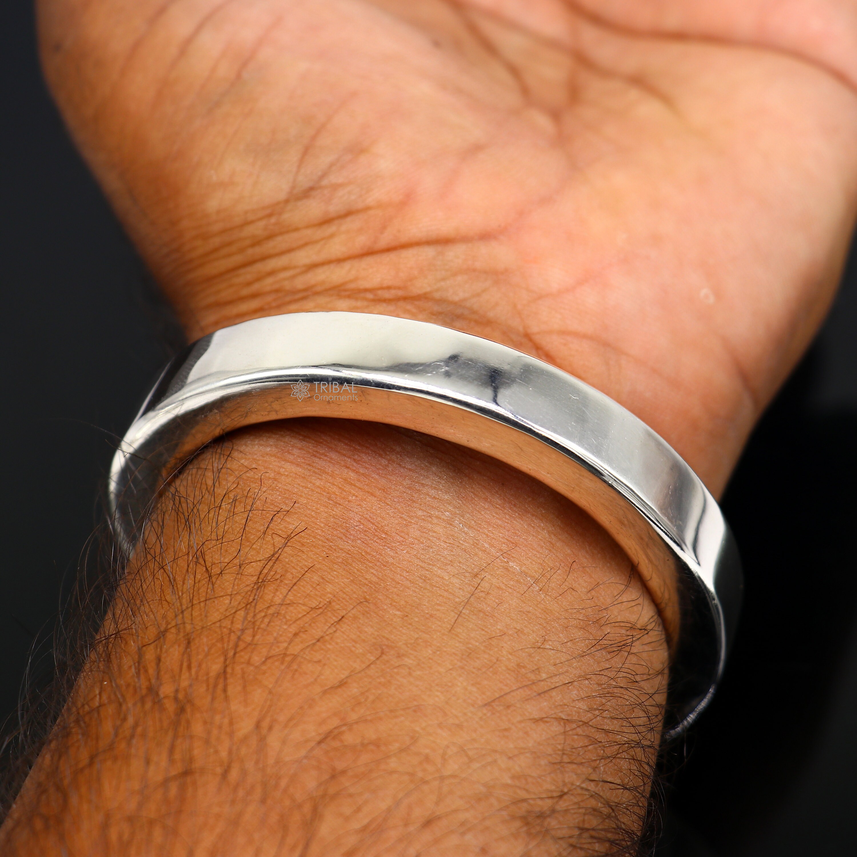 925 Sterling Silver Plain Shiny Bright Bangle Bracelet Kada