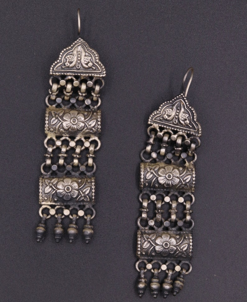 Traditional design handmade solid silver earring hoop vintage women/'s tribal jewelry gorgeous belly dance jewelry from rajasthan india